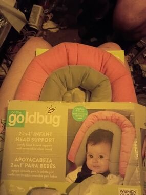 Baby Head Support Goldbug 2-in-1 Infant Head Support - Pink and Green